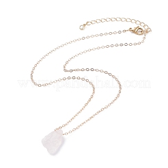 Collana pendente irregolare in quarzo rosa naturale grezzo con catena in ottone&nbsp;NJEW-JN03832-01