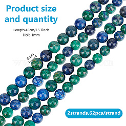 2 Strang natürliche Chrysokoll- und Lapislazuli-Perlenstränge&nbsp;G-GO0001-38B