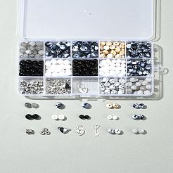 DIY-Sets zur Schmuckherstellung für Paare aus Legierung und runder natürlicher weißer Jade und Obsidian und Crackle-Achat und synthetischen Howlithperlen&nbsp;DIY-FS0007-49