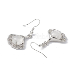 Orecchini pendenti con foglia di ginkgo in cristallo di quarzo naturale con strass di cristallo&nbsp;EJEW-A092-03P-16