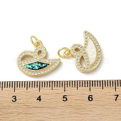 Pendenti in zirconi cubici trasparenti in micro pavè di ottone&nbsp;KK-C045-42G