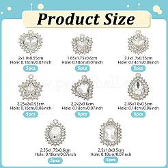 40 pièces 8 styles pendentifs en alliage strass&nbsp;ALRI-NB0001-19P
