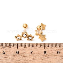 304 Edelstahl Strass Stern Ohrstecker&nbsp;EJEW-K268-84G