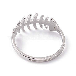 Anello regolabile a spina di pesce in acciaio inossidabile 201 anti-ossidazione per donna&nbsp;RJEW-K238-12P