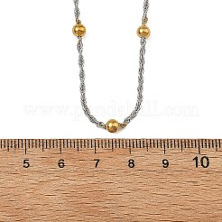 Colliers à chaîne corde à billes rondes en acier inoxydable 304 bicolore&nbsp;NJEW-JN06556