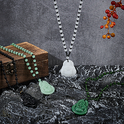 4 Stück 4 Farben Harz Imitation Edelstein Maitreya Buddha Anhänger Halsketten Set&nbsp;NJEW-FI0001-07