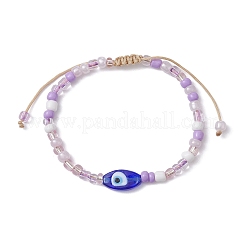 4 Stück 4-farbiges Böse Augen Bunte Malerei- und Glassamen-Armbandset mit geflochtenen Perlen&nbsp;BJEW-JB09706-S
