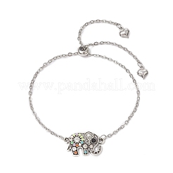 Bracelets à maillons et breloques éléphant&nbsp;BJEW-JB11702-01