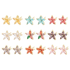Boucles d'oreilles en laiton avec micro pavé de zircons cubiques pour femmes&nbsp;KK-A305-05G