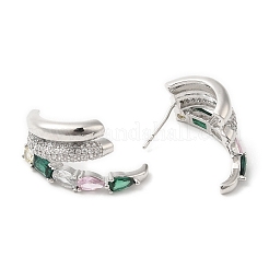Orecchini a bottone con artiglio di strass color smeraldo&nbsp;EJEW-D059-04P-02