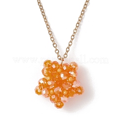 Collane con catena in acciaio inossidabile 304 con ciondolo a forma di stella con perline di vetro fatte a mano per donna&nbsp;NJEW-MZ00118-05