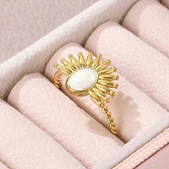 Blume 304 Edelstahl Emaille offene Manschettenringe für Frauen&nbsp;RJEW-G338-15G-01