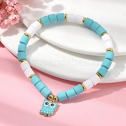 Braccialetti elasticizzati con perline a colonna in argilla polimerica&nbsp;BJEW-JB09782-05