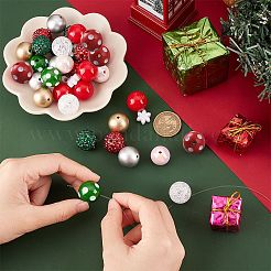 50 Stück Acrylperlen in 10 Stilen mit Weihnachtsmotiven&nbsp;SACR-SC0001-22