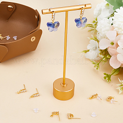 10 pièce de boucles d'oreilles à tige en laiton et strass&nbsp;KK-BBC0009-24