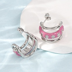 Boucles d'oreilles en laiton émaillé à placage en crémaillère&nbsp;KK-CBAB1AF-38B-P