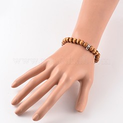 Bracelets extensibles en perles rondes en bois&nbsp;X-BJEW-JB02170