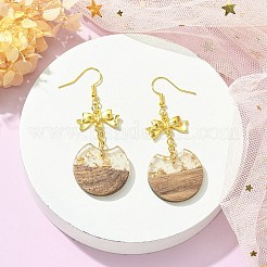 Pendientes colgantes de resina y madera de nogal&nbsp;EJEW-JE05507-03