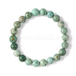 Bracelets extensibles ronds en perles de turquoise (jaspe) naturelle du Pérou&nbsp;BJEW-JB14341-02