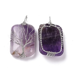 Natürliche Amethyst-Kupferdraht umwickelte Anhänger&nbsp;G-H281-08P-09