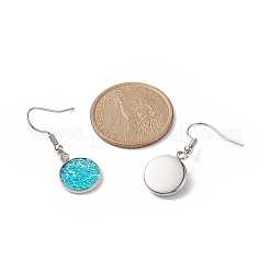 5 par de pendientes colgantes redondos planos de resina brillante de 5 colores&nbsp;EJEW-JE05155
