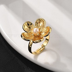 Blumen-Fingerringe aus Messing für Damen&nbsp;RJEW-S622-05G