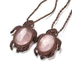 Collier pendentif tortue en quartz rose naturel&nbsp;NJEW-K258-02F