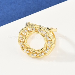 Anelli per polsini da donna in ottone con micro pavé di zirconi cubici&nbsp;RJEW-F186-04G