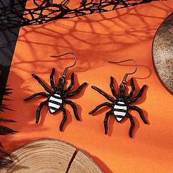 Boucles d'oreilles pendantes en émail en alliage d'araignée sur le thème d'Halloween&nbsp;EJEW-JE06072
