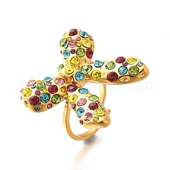 Anelli polsino con strass in acciaio inossidabile 304 con fiocco per donna&nbsp;RJEW-A058-01C-G