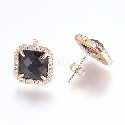 Accessoires de clous d'oreilles en laiton avec micro pavé zircone cubique&nbsp;X-ZIRC-G116-29-B01