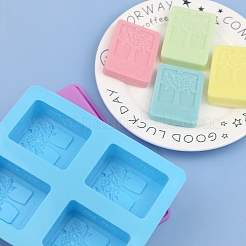 Stampi per sapone rettangolari in silicone fai da te con motivo albero della vita&nbsp;TREE-PW0001-47