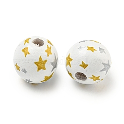 Perles européennes en bois imprimées&nbsp;WOOD-G022-03A