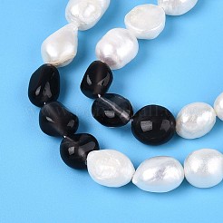 Natürliche Eisobsidian-Nuggets und Stränge natürlicher Süßwasser-Zuchtperlen&nbsp;PEAR-N023-01A-06