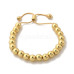Gestellplattiertes rundes Perlen-Schieberarmband aus Messing für Frauen&nbsp;BJEW-B066-01A-01