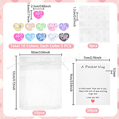 50 cabochon in resina traslucida a forma di cuore con increspature dell'acqua&nbsp;DIY-PH0036-55