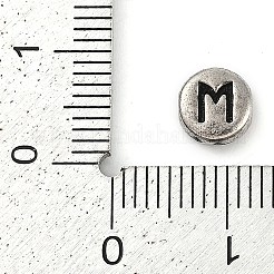 925 flache runde Sterlingsilberperlen mit Buchstaben&nbsp;STER-G044-01AS-M