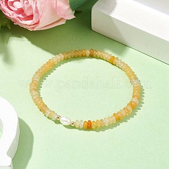Rondelle di agata gialla naturale e braccialetti elasticizzati con perline&nbsp;BJEW-JB09918-06