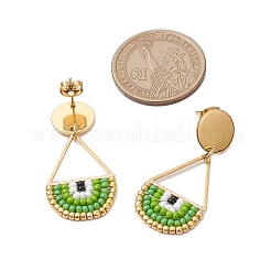 Boucles d'oreilles à tige en forme de larme et de perles de rocaille&nbsp;EJEW-MZ00251-02