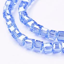 Chapelets de perles en verre électroplaqué&nbsp;EGLA-R030-4x4mm-M