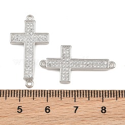 Breloques de connecteur en laiton micro pavé de zircone cubique transparente&nbsp;CU-CBADC6C-07P