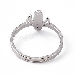 Bague ajustable en acier inoxydable 201 anti-ternissement en forme de cactus pour femme&nbsp;RJEW-K238-03P