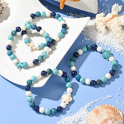 Sommer Strand Schildkröte/Seestern gefärbt synthetische türkis Armbänder&nbsp;BJEW-JB10896
