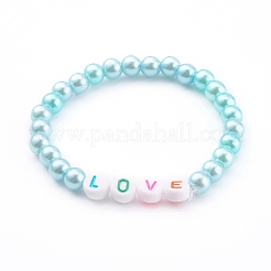 Bracelets ronds en perles extensibles en acrylique imitation perle pour enfants&nbsp;BJEW-JB05943