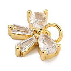 Placage de crémaillère en laiton micro pavé breloques en zircone cubique claire&nbsp;KK-U030-11G