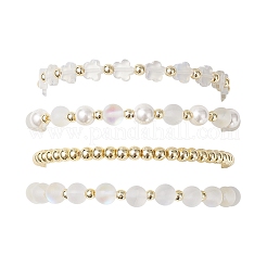 4 set di braccialetti elastici in 4 stili con perle di conchiglia&nbsp;BJEW-JB11820
