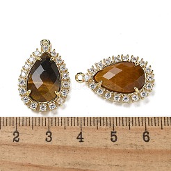Pendentifs en forme de larme à facettes en œil de tigre naturel&nbsp;G-I375-01G-21
