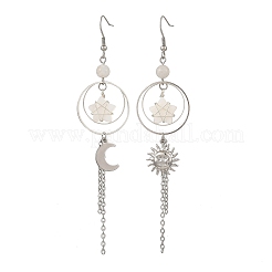 Boucles d'oreilles pendantes en perles de pierre de lune arc-en-ciel naturelle&nbsp;EJEW-TA00830