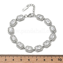 Pulseras de eslabones rectangulares de acero inoxidable 304 con incrustaciones de rhinestone.&nbsp;SA-CBABBEA-03P