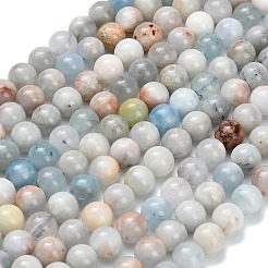 Natürliche Aquamarin Perlen Stränge&nbsp;G-F591-29B-8mm